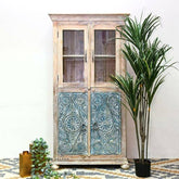 Indian Hand Carved Solid Wooden Cupboard Wardrobe D56